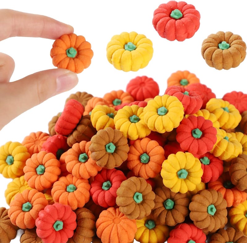 OZIO 120Pcs 3D Pumpkin Erasers Bulk, Halloween Fall Mini Erasers for Student Classroom Prizes, Game Reward,Treasure Box,Trick or Treats, Goody Bag Filler,Party Favors (120PCS) - Image 1